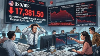 Rupiah Terkapar di Level Rp17.380, Dekati Rekor Terlemah Sepanjang Masa